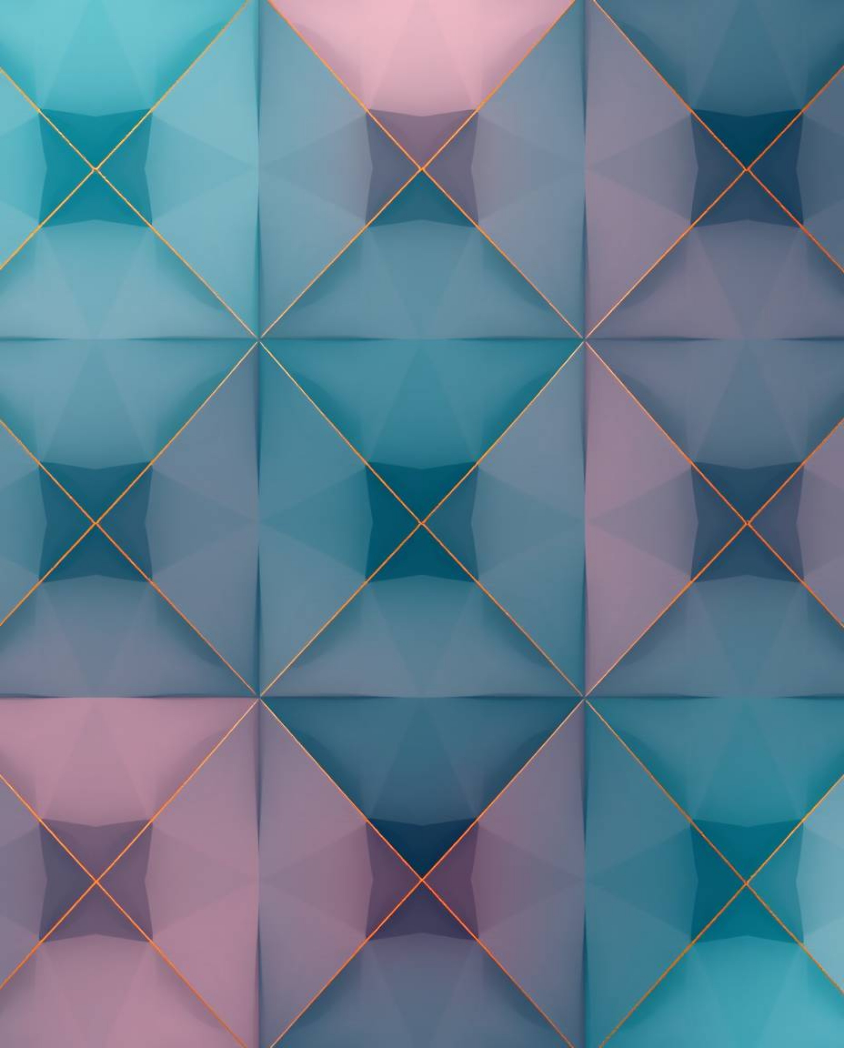 Elevate your space with our luxurious geometric wallpaper, featuring a vibrant pattern in rich deep teal colors and soft past