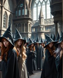 Explore a magical school brimming with young wizards, captured with grace and elegance. This artwork showcases refined featur