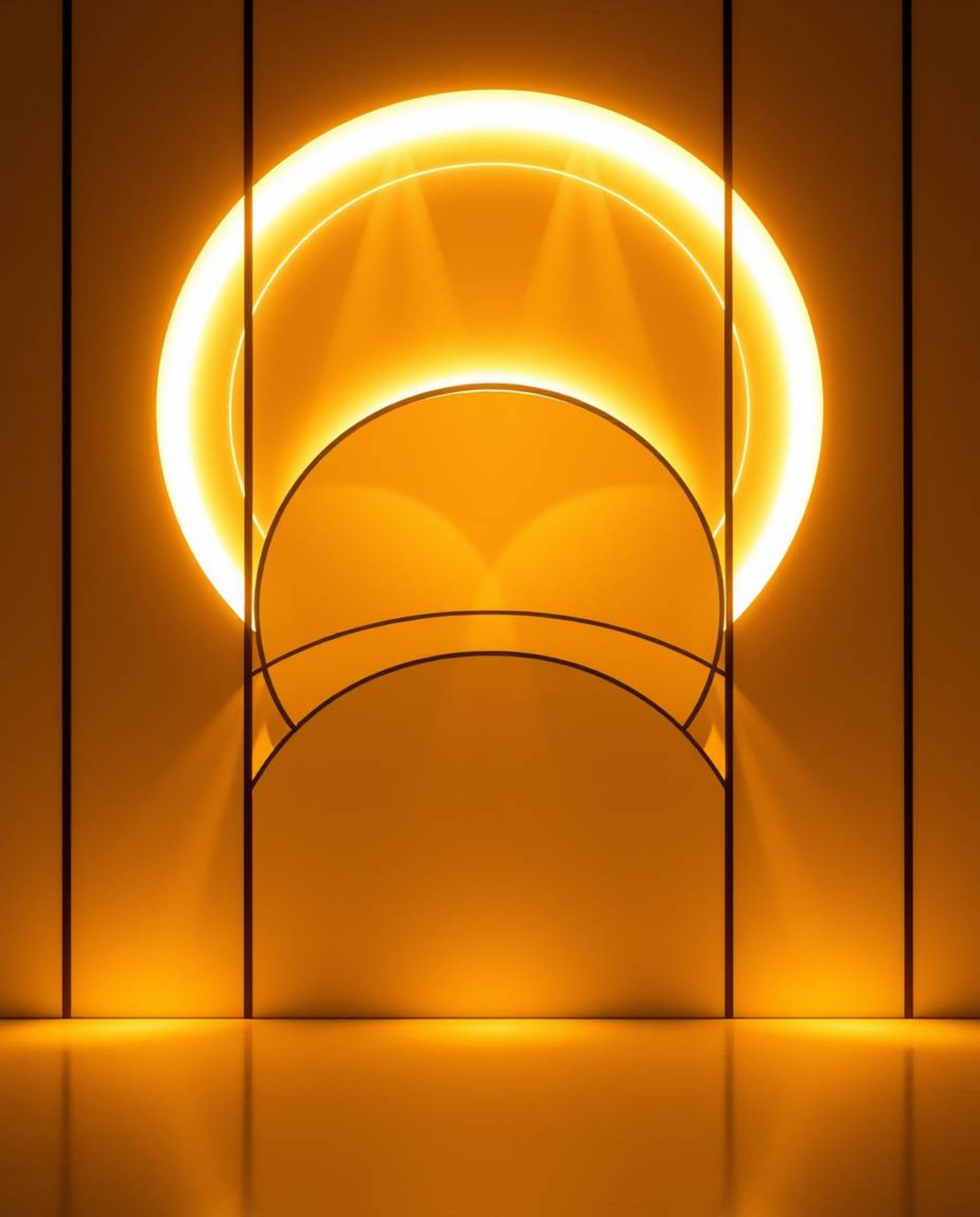A captivating image showcasing a minimalist geometric pattern of circles and lines in the Bauhaus style.  The design radiates