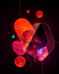 Explore the mesmerizing world of abstract shapes combined with glitch effects, fragmentation, and scanlines. Bathed in warm a