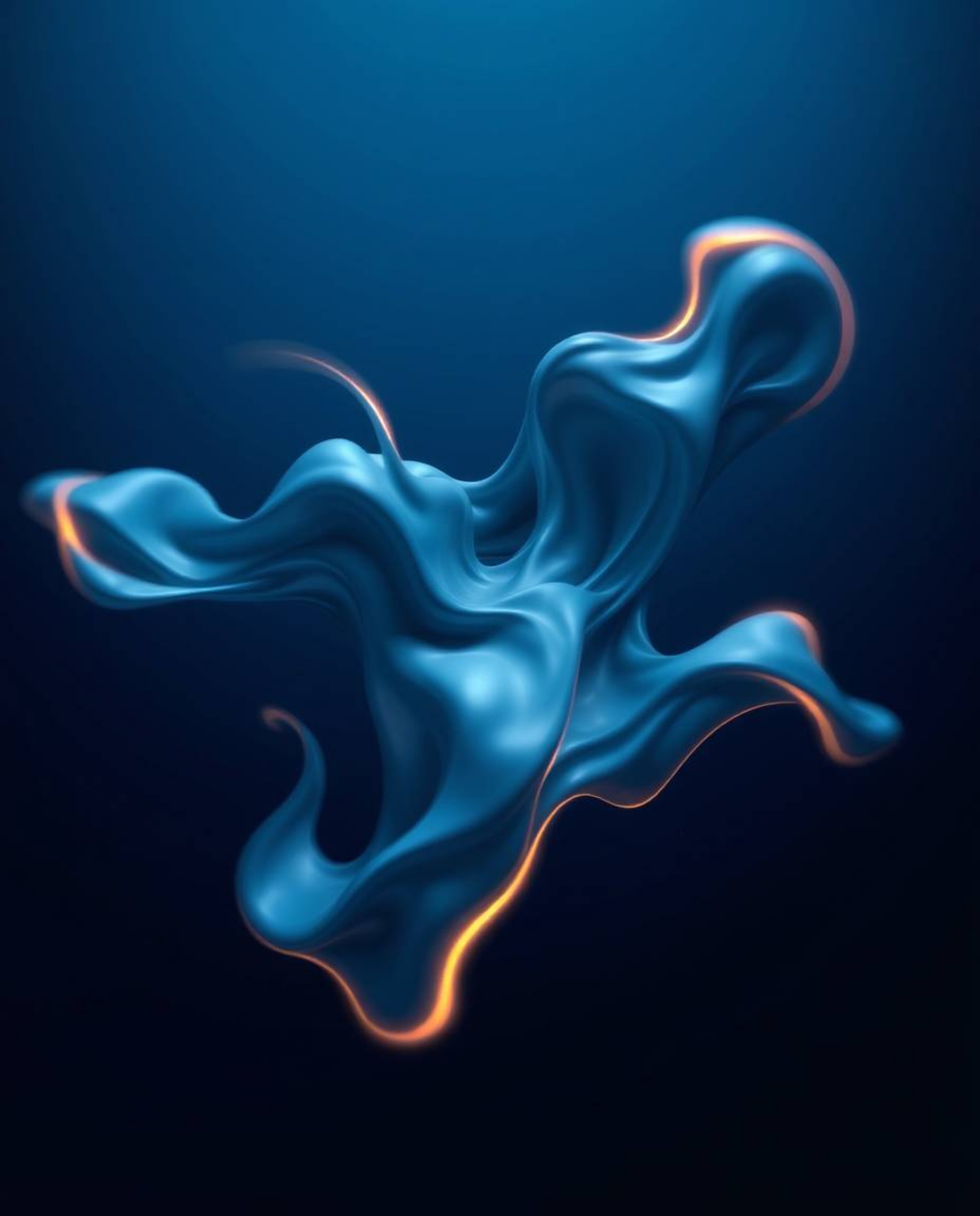Immerse yourself in a strong and moody depiction of dynamic, in-motion futuristic 3D fluid shapes. Glowing edges illuminate a