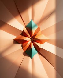 This 3D geometric pattern evokes the look of folded paper, rendered in a striking monochrome palette featuring warm terracott