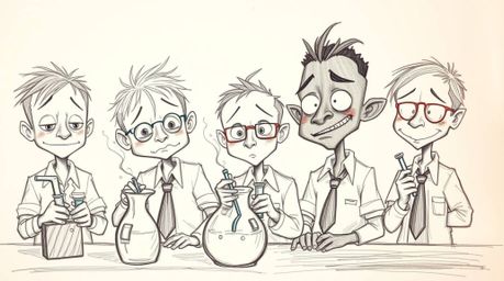 A hand-drawn sketch showcasing a group of quirky kids with expressive features and diverse skin tones, all clad in school uni