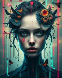 Explore a captivating world of digital glitch art featuring dreamlike surreal portraits. Witness the beauty of corrupted data