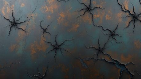 Explore a cast bronze surface imbued with an eerie and creepy atmosphere, featuring gradient textures inspired by the aurora 