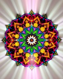 Explore the beauty of a geometric floral mandala featuring vibrant colors and a perfectly symmetrical design. This artwork ca