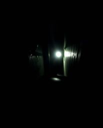 A moody and dramatic scene captured with a low-angle perspective, showing a pair of eyes watching from the shadows of a night