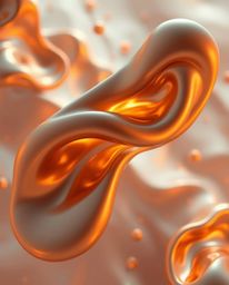 Experience the mesmerizing beauty of smooth 3D fluid shapes bathed in warm golden light. These metallic textures float effort