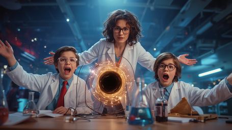 A breathtaking, cinematic photograph, reminiscent of Pixar's vibrant and imaginative style, captures two ecstatic 12-year-old