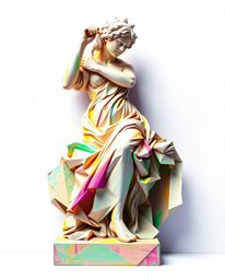 Explore a unique fusion of classical art and digital disruption with this stunning sculpture. A timeless form is reimagined t