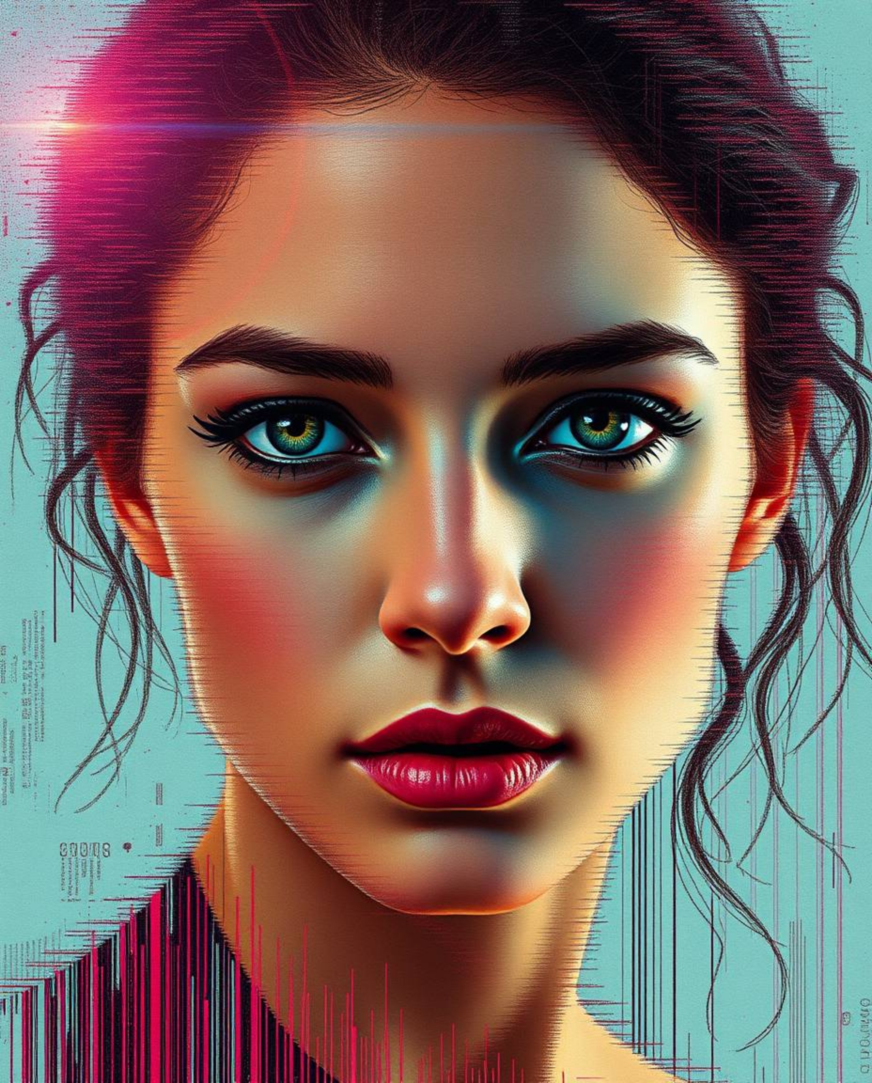 Explore stunning digital glitch art portraits with a corrupted data aesthetic.  These pieces blend the classic oil painting s
