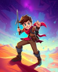 A captivating illustration depicts a brave hero embarking on a thrilling desert adventure, reminiscent of classic Disney anim
