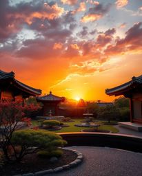 Capture the essence of tranquility with this high-resolution, professionally-styled stock photograph of a sunset over a seren