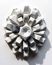 Explore a striking collection of sculptural clay art featuring a captivating black and white geometric, optical illusion patt