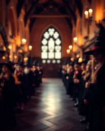 Capture the enchanting essence of a magical school brimming with young wizards in this captivating long-exposure photograph. 