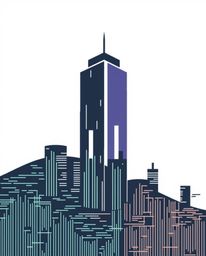 An adorable and charming logo design inspired by a glitchy digital landscape.  Featuring distorted skyscrapers, static noise,