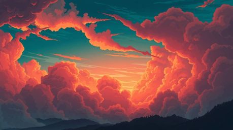A captivating Isekai anime-style illustration featuring warm terracotta and cool teal colors. The artwork depicts dramatic th