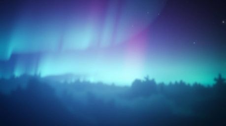 Capture the essence of the aurora borealis in a dramatic cinematic style. This image utilizes a soft cinematic haze, a gradie