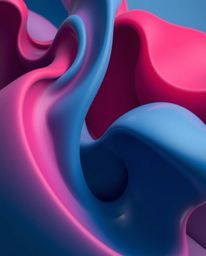 This captivating fine art photograph showcases a close-up view of colorful 3D fluid shapes intricately interacting with geome