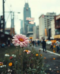 Discover breathtaking candid shots of flowers blooming amidst the ruins of a post-apocalyptic city.  Blurred lines and random
