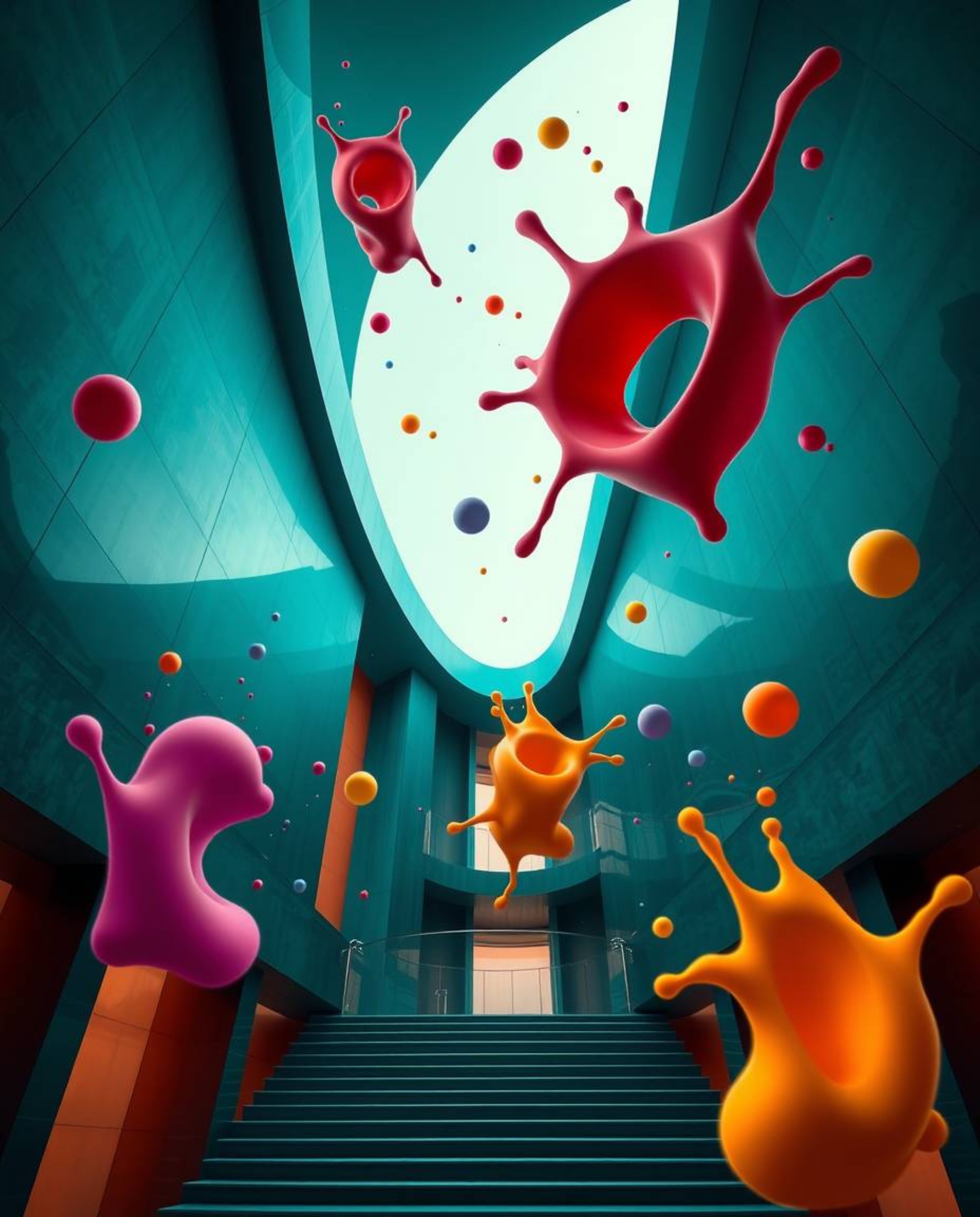 Experience the mesmerizing beauty of precise architectural color photography. This surreal digital art depicts abstract 3D co