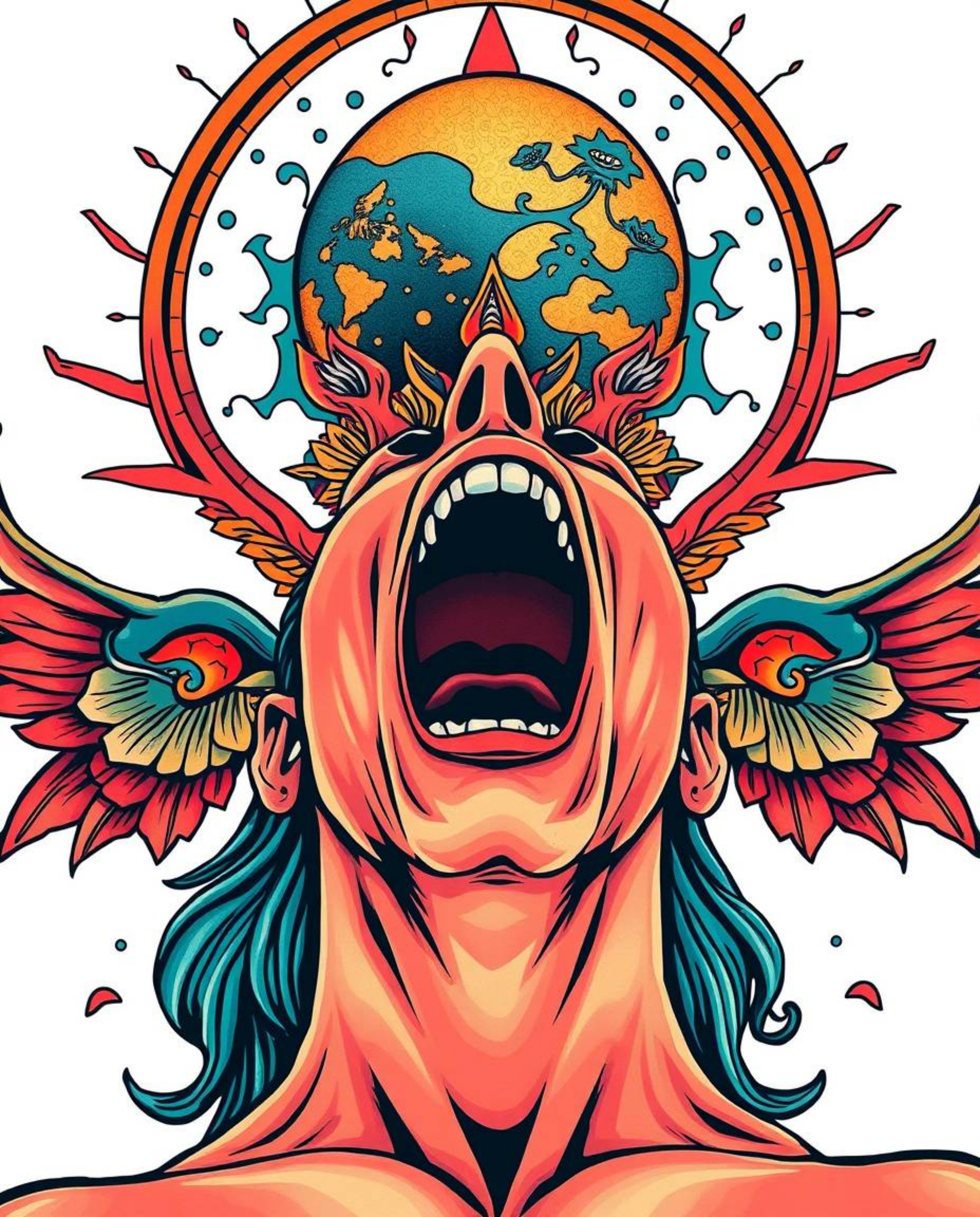 Explore a collection of striking digital art prints featuring symbolic traditional tattoo motifs and dramatic pixel art depic