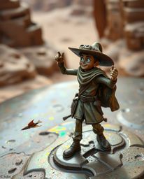Embark on a thrilling antique desert adventure with a brave Disney-style hero. Witness iridescent colors reflecting on an ove