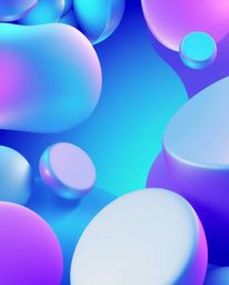 Explore a mesmerizing world of 3D shapes draped in smooth, captivating gradient textures. Dominated by cool blues, greens, an