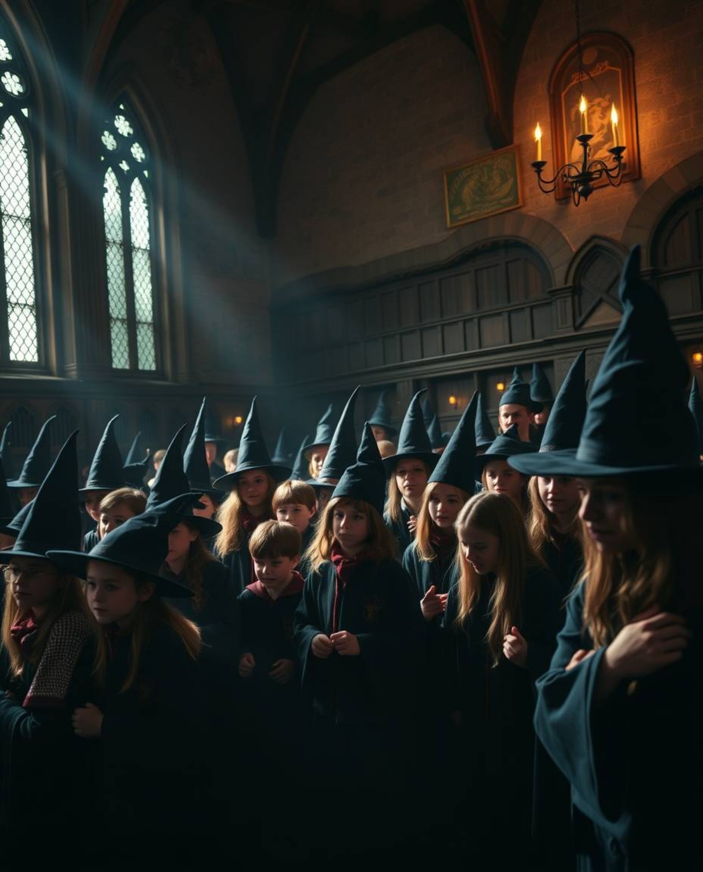 Discover a captivating fine art photograph depicting a magical school brimming with young wizards.  The image showcases gentl