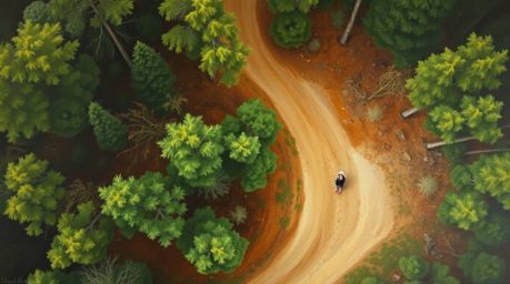 Experience a classic oil painting depicting a thrilling chase through a looping forest landscape. The artwork showcases rich 