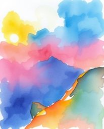 This is a delicate watercolor painting of a sunset as seen from a high alpine peak. The artist uses translucent washes and fl