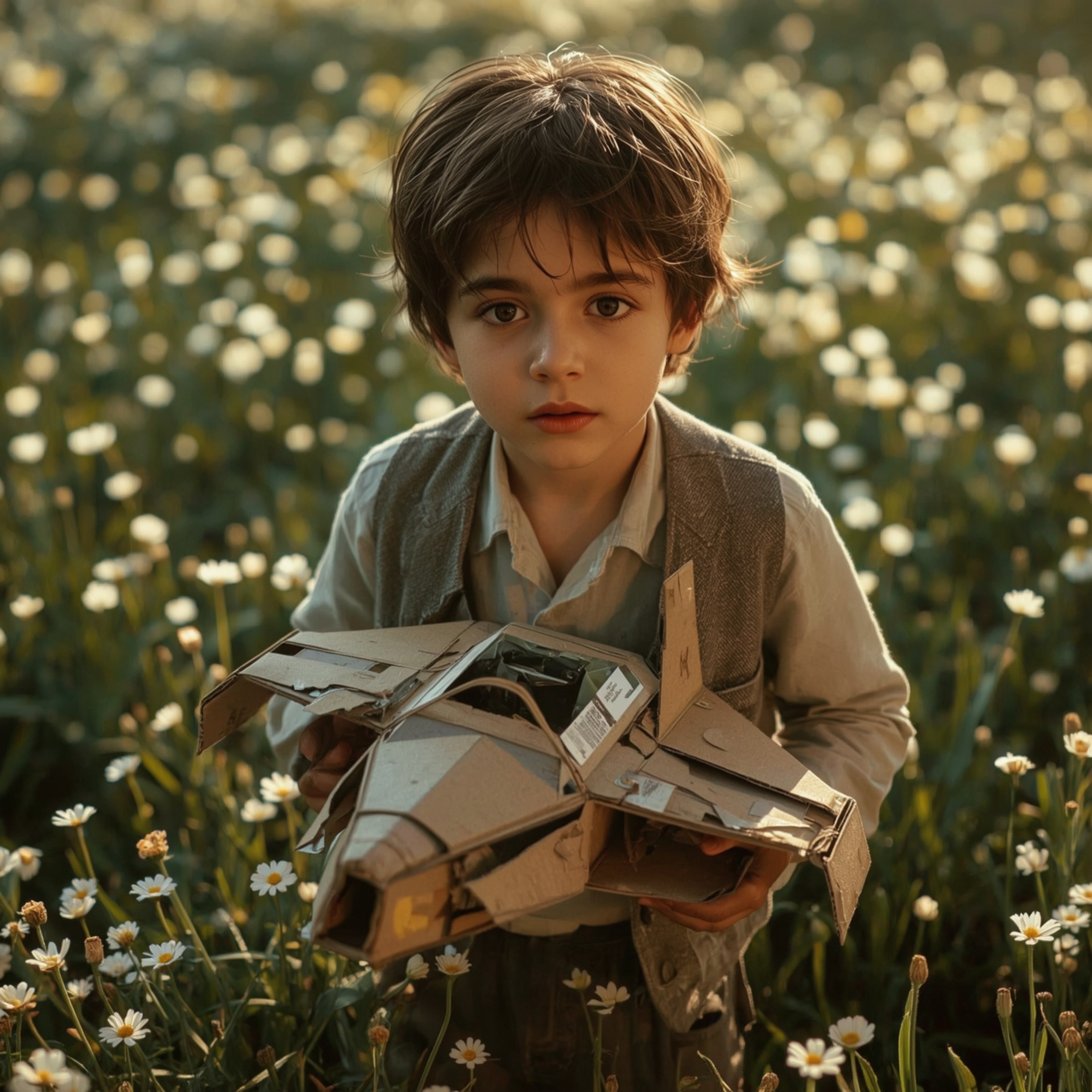 Witness an exquisite high fashion photography series capturing the wonder of childhood adventure. A young boy with bright, cu