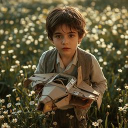 Witness an exquisite high fashion photography series capturing the wonder of childhood adventure. A young boy with bright, cu