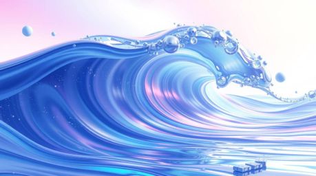 Immerse yourself in a futuristic realm with this stunning sci-fi illustration featuring a fluid abstract wave. The artwork sh