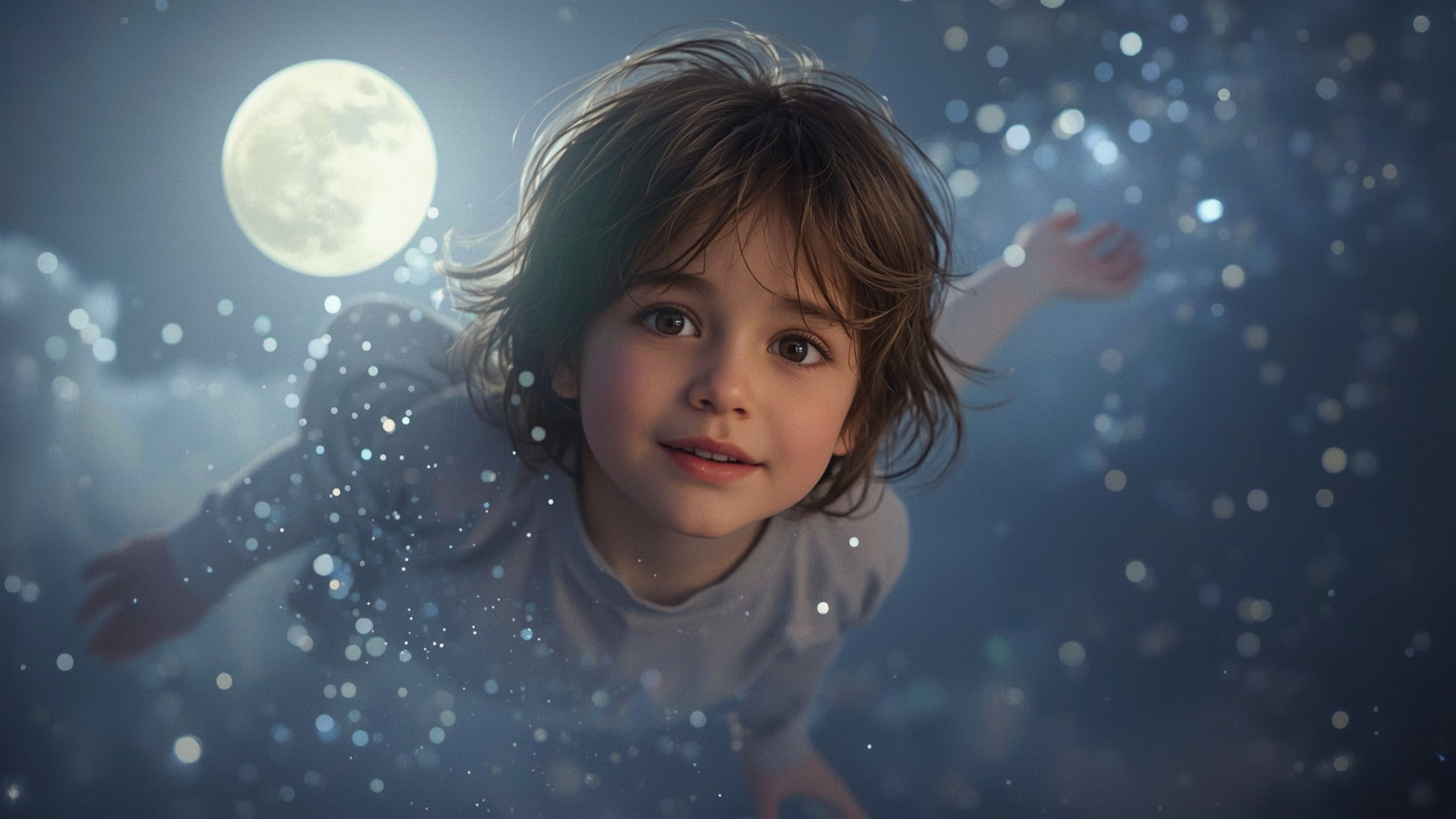 Step into a serene and captivating world with this cinematic photograph, rendered in the enchanting style of Pixar. A young c