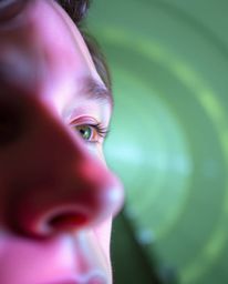 A captivating macro photograph showcases a person at the edge of a tunnel, bathed in soft pastel light.  Artistic lighting cr