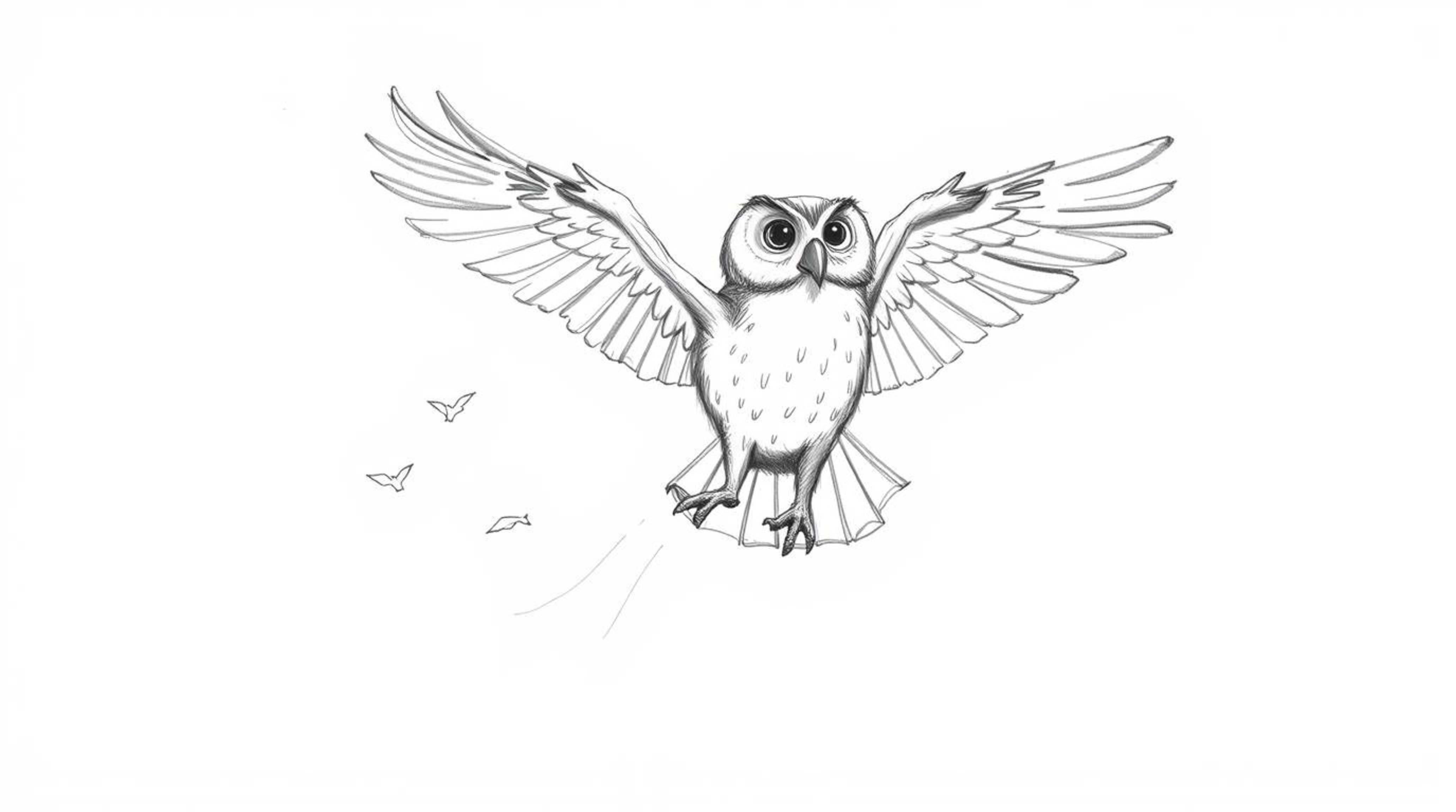 A captivating hand-drawn sketch in the style of Pixar depicts a blind owl, rendered with soft, textured pencil strokes, impar