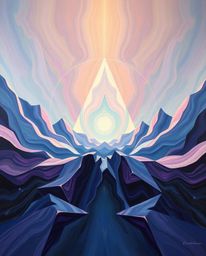 Experience the ethereal spiritual vibe emanating from this bold acrylic painting. It showcases striking 3D shapes covered in 