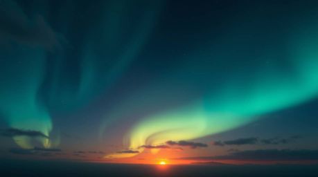 A breathtaking fine art photograph depicting a grand, epic scene.  The image showcases a modern, futuristic style with a warm