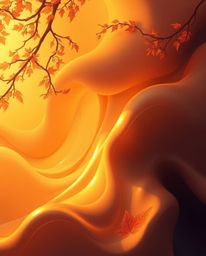 Experience the mesmerizing flow state captured in this 3D illustration. Warm golden hour light bathes fluid shapes morphing i