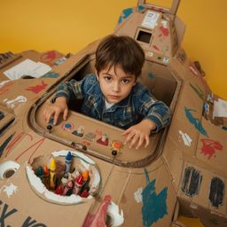 Exquisite high fashion photography captures a young boy with curious features and bright skin, clad in a trendy outfit, build