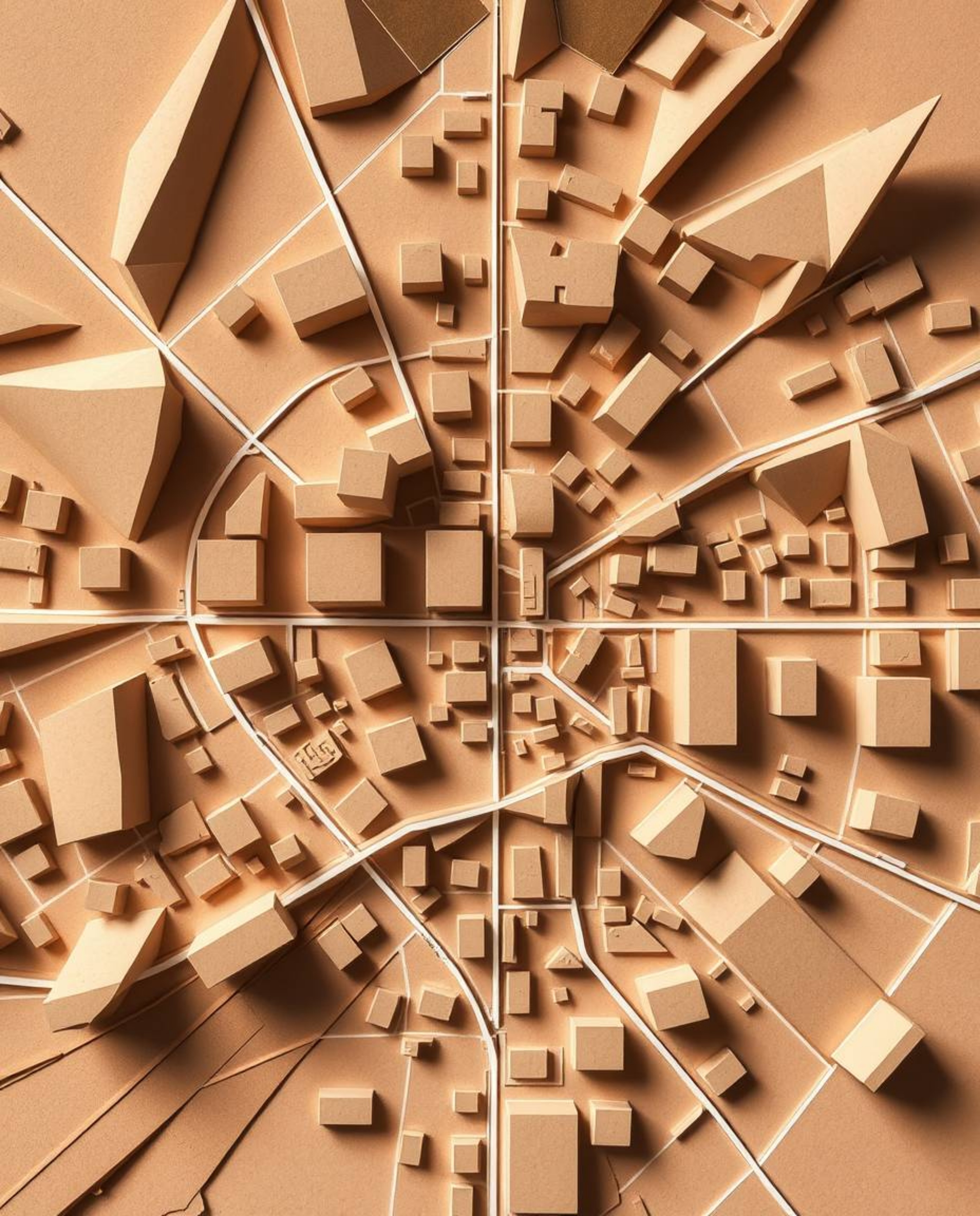 A high-resolution stock photo showcasing an abstract city map composed of geometric shapes, viewed from a top-down perspectiv