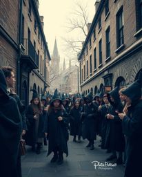 Discover a captivating series of street photography images depicting a magical school filled with young wizards. The surreal