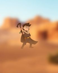 A striking geometric logo design depicts a brave hero from a Disney-style desert adventure.  The clean lines and balanced sym