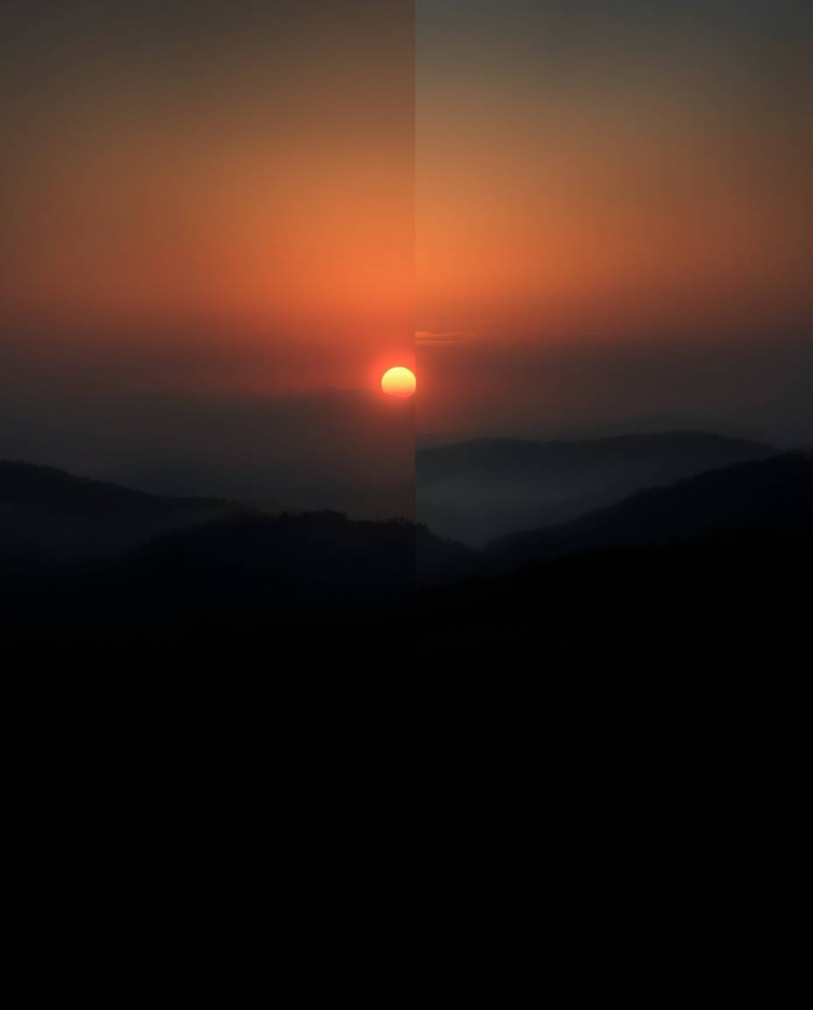 This artwork captures a Tuscany sunset over misty rolling hills through the lens of an eerie and creepy atmosphere. It featur