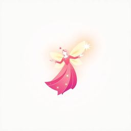 A visually striking geometric logo design featuring a fairy godmother emerging from a swirl of sparkles. The design emphasiz