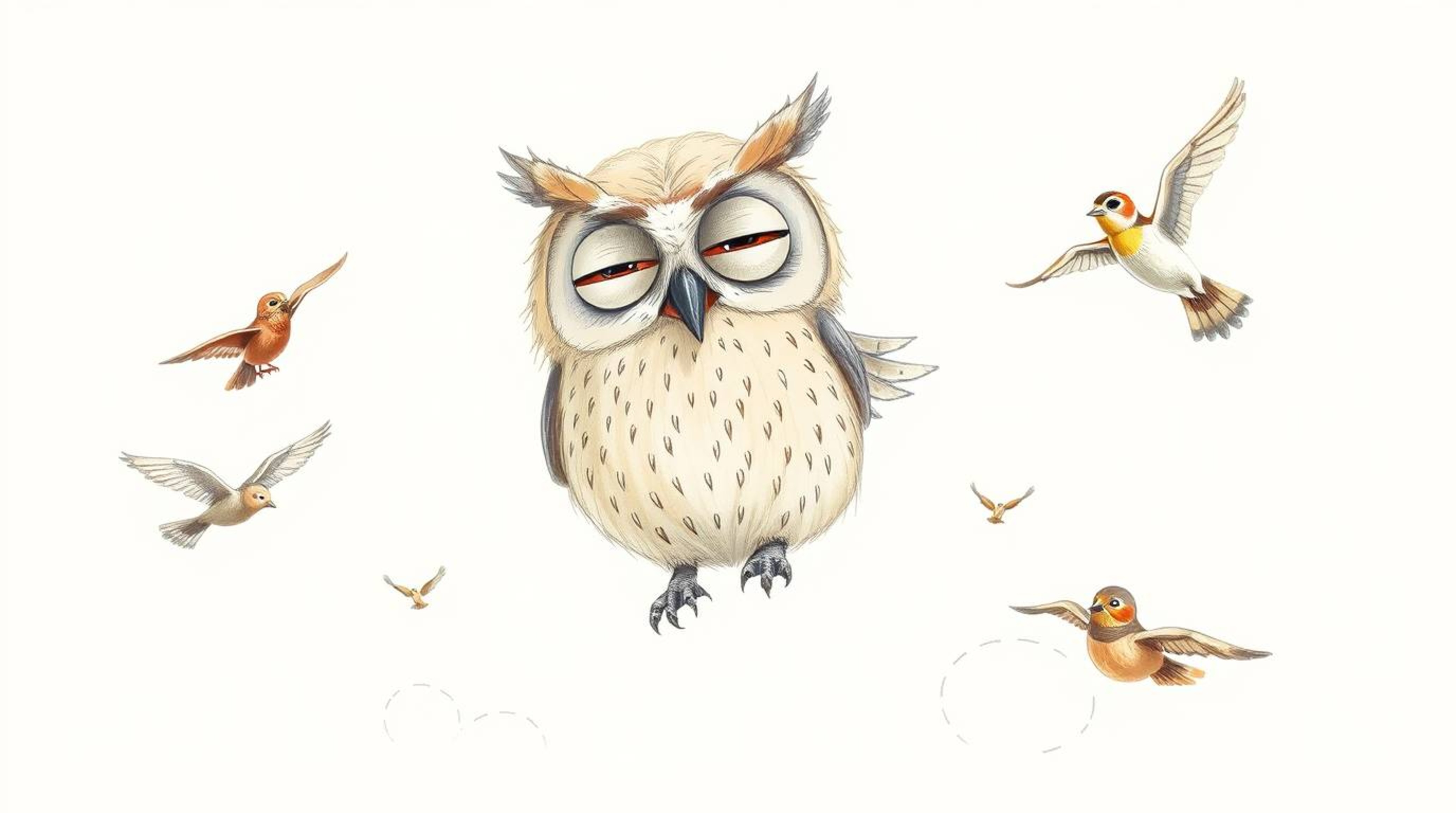 This is a hand-drawn sketch in a heartwarming Pixar style, set against a clean white background. It features a blind, elderly