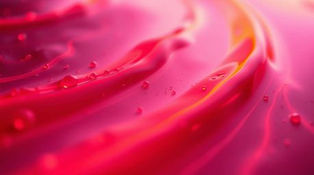 A stunning piece of digital art showcases an extreme macro close-up of neon gradient textures flowing across a liquid surface