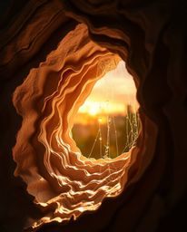 An extreme macro close-up captures the intricate details of an old wooden bridge over a river at sunset. The image is rendere