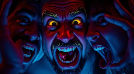 Experience a hilarious gross-out comedy moment brought to life with exaggerated expressions and a captivating bioluminescent 